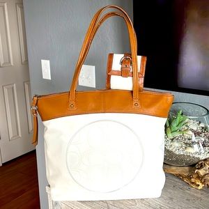 Coach Laura Signature Embossed Leather Tote F18336 Wallet Included